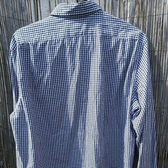 J. Crew Navy White Checked Long Sleeve Lightweight Button Down Slim Fit - L - Picture 9 of 12